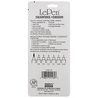 MARVY UCHIDA® LePen® TECHNICAL DRAWING PENS 4 PC SET BLACK, Pen
