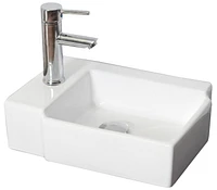 American Imaginations 16.25-in. W Wall Mount White Bathroom Vessel Sink Set For 1 Hole Left Faucet AI