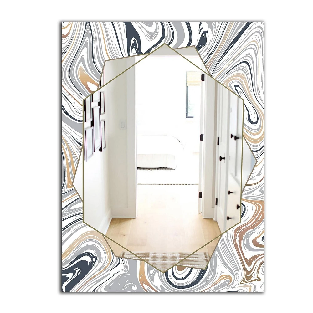 Designart 'Marbled Diamond 14' Miroir Moderne - Grand Miroir Mural Contemporain - 24x36