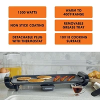 Kenmore Non-Stick Electric Griddle, 10"x18" with Removable Drip Tray
