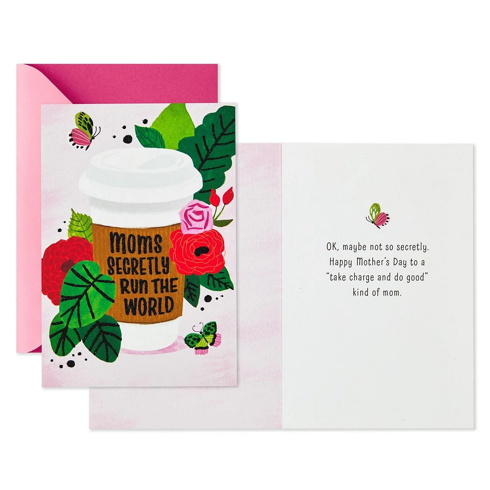 Assortiment de cartes Hallmark de la fête des Mères, paquet de 3 cartes pour les amies (« Moms Run the World »)
