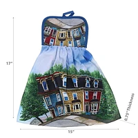 IH Casa Decor Microfibre Tie Hand Tounle Whimsical Rowhouse - Ensemble De 2