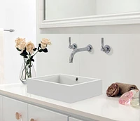 American Imaginations -in. W Above Counter White Bathroom Vessel Sink Set For Wall Mount Drilling AI