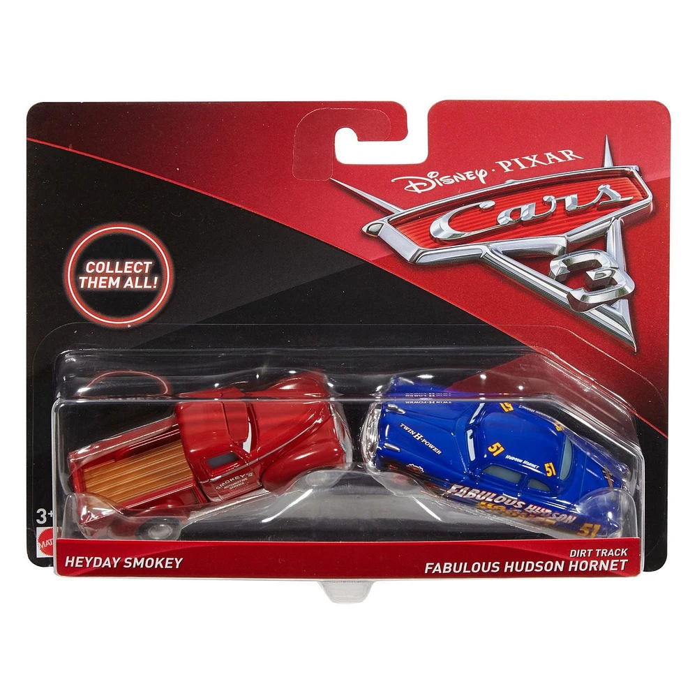Disney/Pixar Les Bagnoles 3 - Coffret de 2 véhicules en métal moulé sous pression - Smokey Jeune et Hudson Hornet Piste de Terre