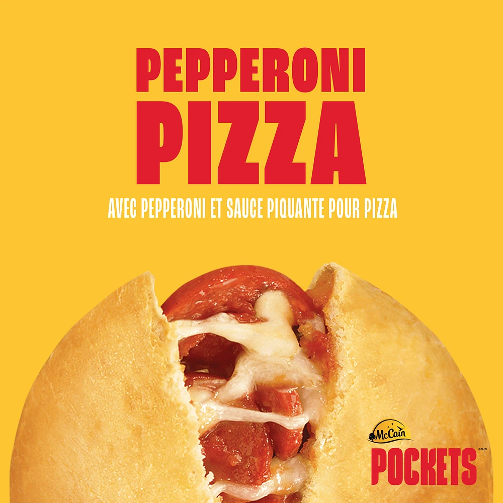 McCain® Pizza Pockets® Pepperoni, Made in Canada from domestic and imported ingredients, 3 x 100g