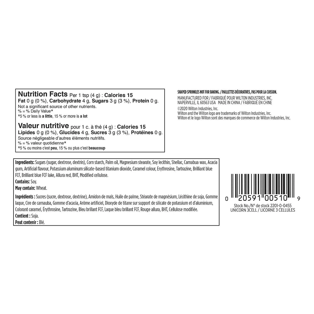 WILTON PAILLETTES LICORNE 3 CELLULES 220 g (7,76 oz)
