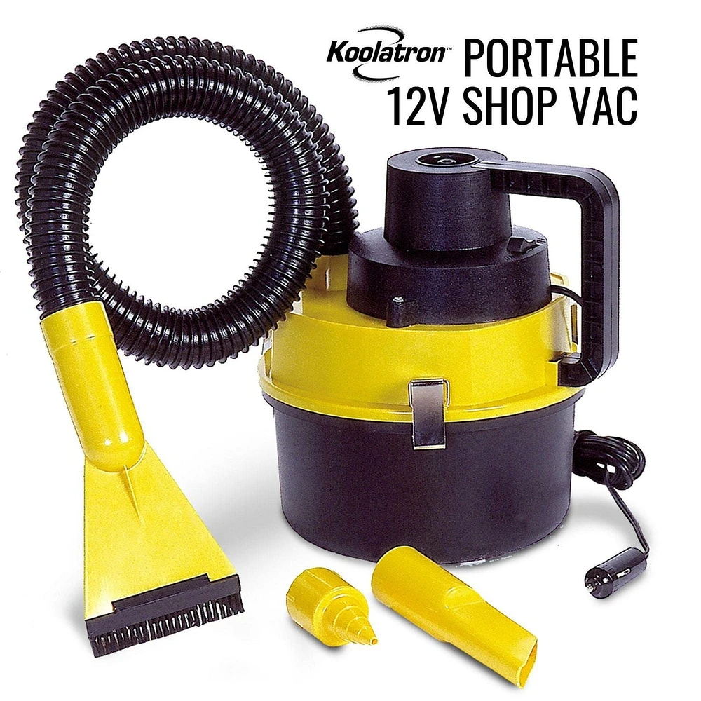 Koolatron 12V Wet/Dry Canister Vacuum Cleaner (1 Gallon), Portable Car & Home Vacuum