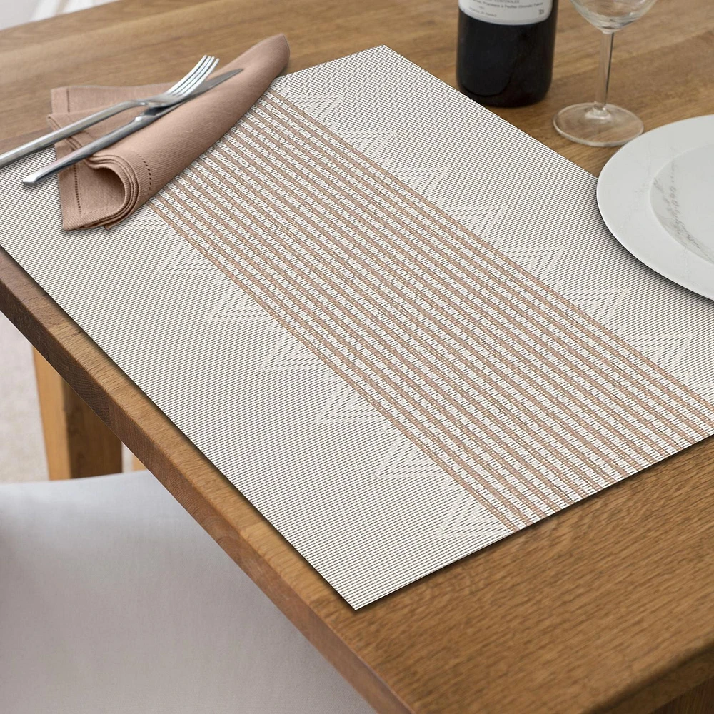 IH Casa Decor Vinyl Placemat Diamond Band White - Ensemble De 12