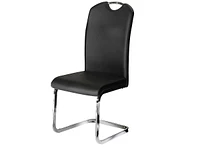 Ensemble de salle à manger K-Living Truro 7PCS avec verre trempé rectangulaire de 60 "avec table de base chromée et chaises en PU noir (1 table et 6 chaises)