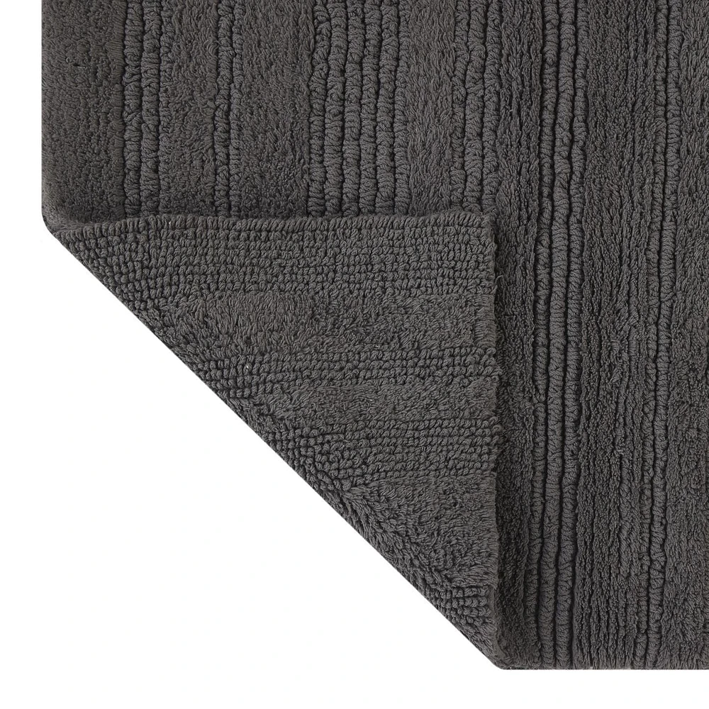 Ensemble de tapis de bain réversibles en coton coupé et bouclé Better Homes & Gardens, 2 pièces, flanelle grise, 17" x 24" et 20" x 30"