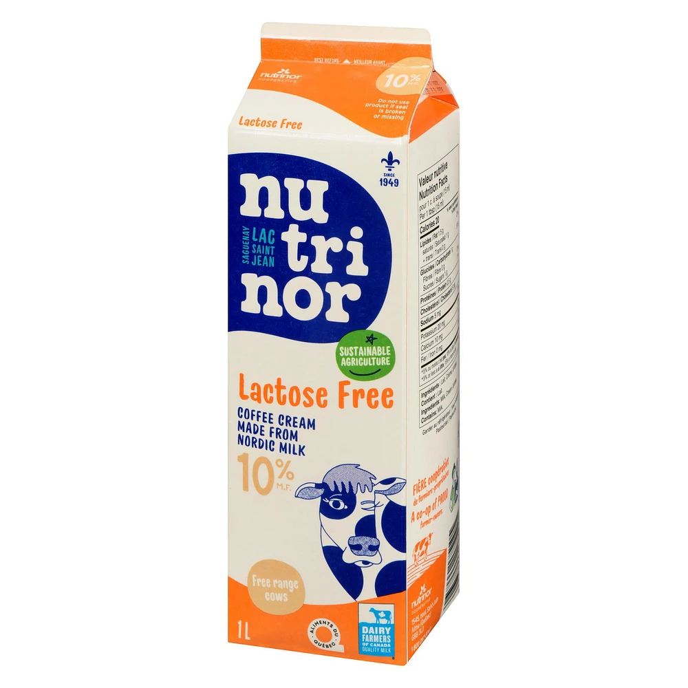 1L lactose free cream 10% Nutrinor