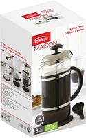 Trudeau Maison Coffee Press with Chrome Plate Lid, Coffee Press with lid