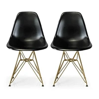 Plata Import Black Eiffel Gold Legs Chair Set of 2