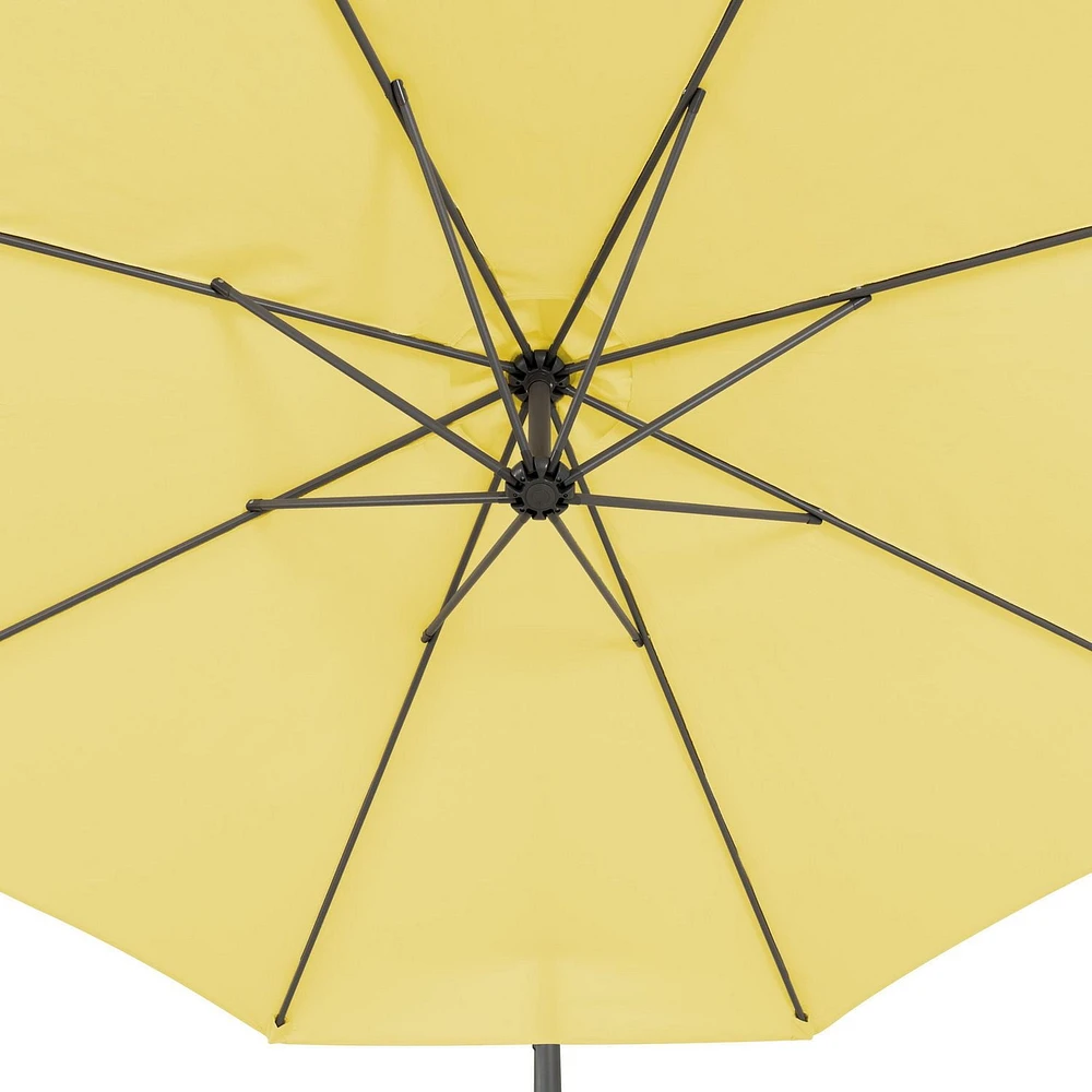Parasol de terrasse inclinable en porte-à-faux CorLiving de 9,5 pieds avec cadre en acier et 8 bras de support