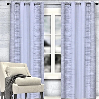 Mode Caricia une (1) Esse rideau à œillets géométrique jacquard à rayures, 54 x 84 po, gris argent / bleu