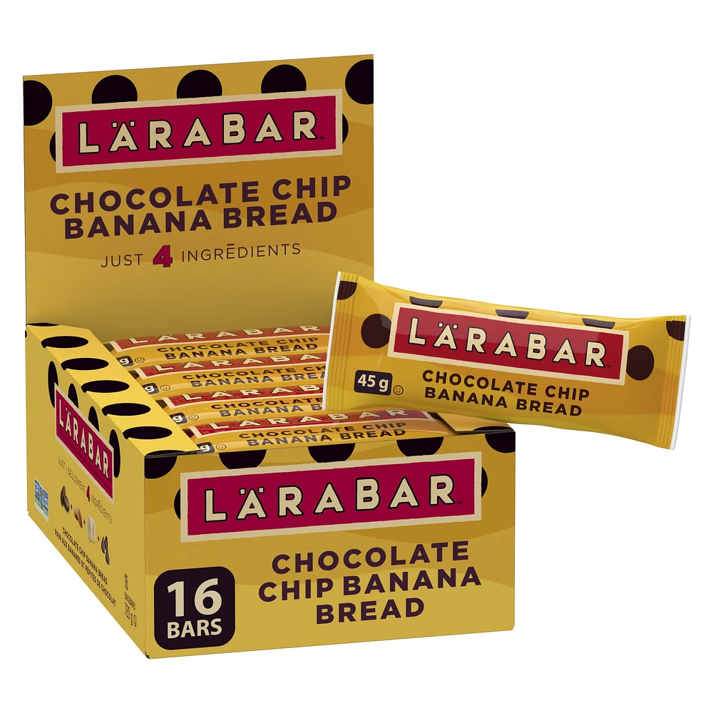 Larabar Chocolate Chip Banana Bread, Gluten Free Vegan Fruit & Nut Energy Bars, 16 bars x 45 g, 720 g