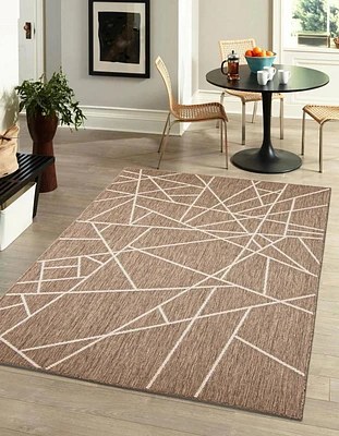 Tapis ECARPET Intérieur Extérieur pour Patio, Terrasse, Salon Collection Sisal Abstract
