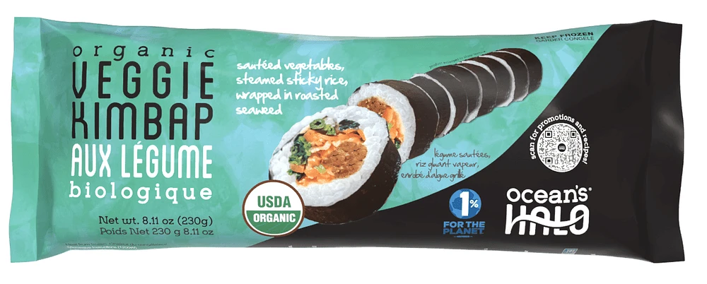 Ocean's Halo Organic Veggie Kimbap Roll, 230g, 9 pieces, 230g total