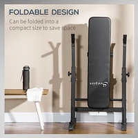 Soozier Adjustable Weight Bench Foldable with Barbell Rack and Dip Station
