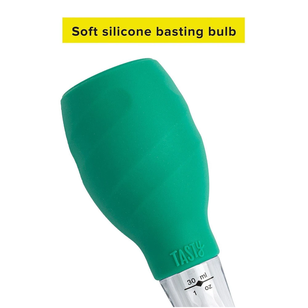 Ensemble de poire à jus pour dinde avec brosse de nettoyage, poire en silicone, vert