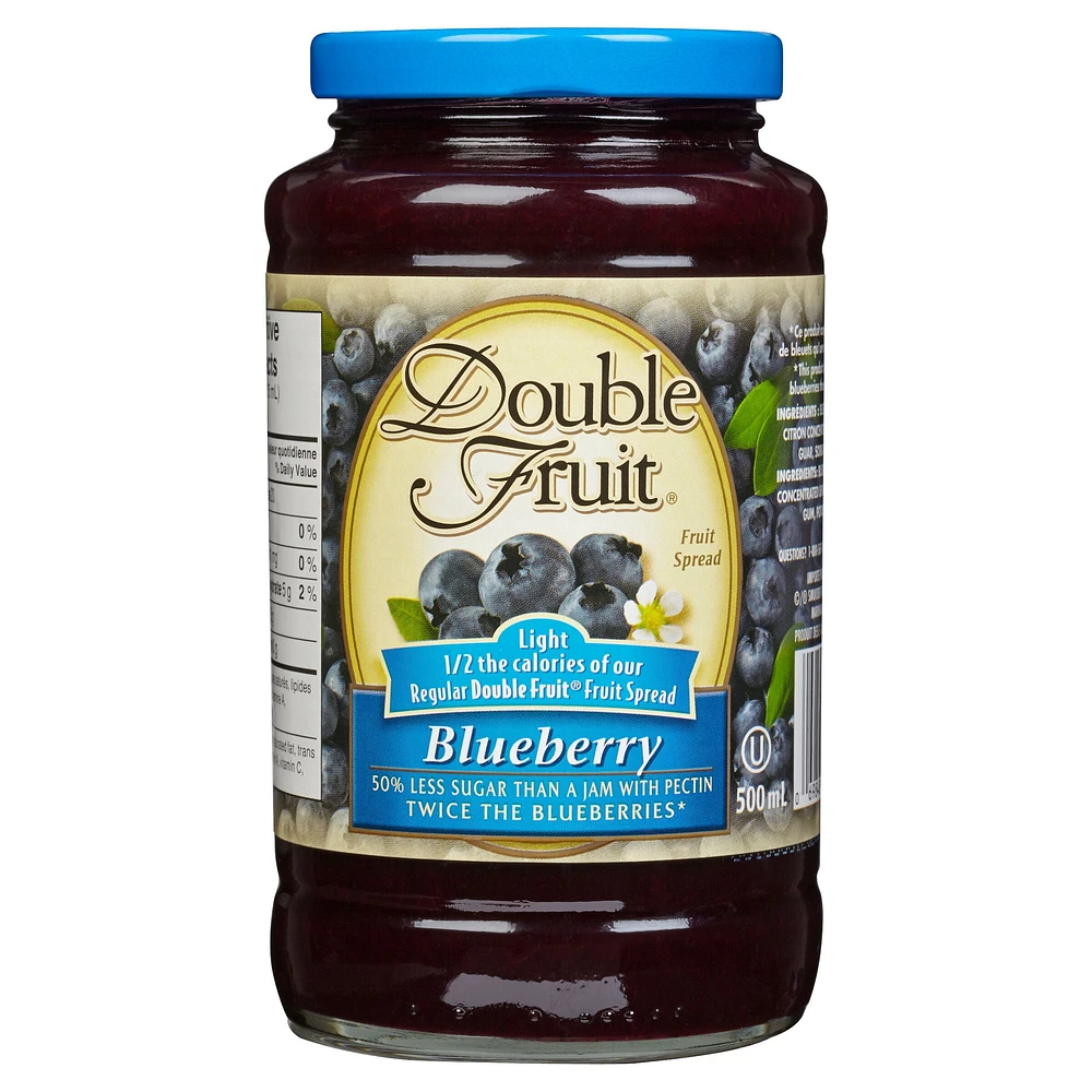 Double Fruit Light Blueberry Fruit Spread 500mL, 500 mL