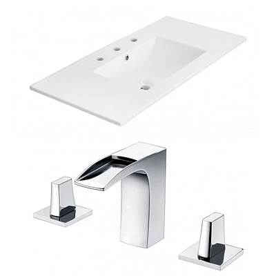 American Imaginations -in. W 1 Hole Ceramic Top Set In White Color