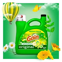 Détergent à lessive liquide Gain avec Aroma Boost, parfum Original, compatible avec les laveuses HE, 107 brassées, 4,55 L (154 oz liq.)