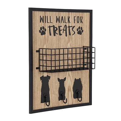 hometrends Pups Wall Organizer with Basket and Hooks, Natural/Black
