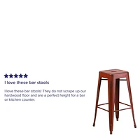 30'' High Backless Distressed Black Metal Indoor-Outdoor Barstool