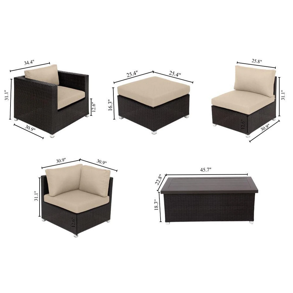 Innesbrook Collection Ensemble de conversation de patio en aluminium 7 pièces avec coussins Aqua