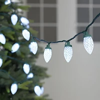 Lot de 100 lumières de Noël C9 à DEL blanc froid Holiday Time, taille diamant, avec fil vert, 58 pieds