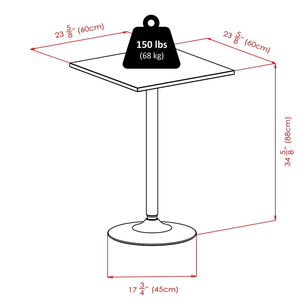20522 Winsome Obsidian Table de salle à manger carrée au fini noir