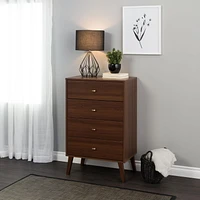 Prepac Commode Milo à 4 tiroirs, cerisier