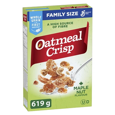 Oatmeal Crisp Breakfast Cereal, Maple Nut, Family Size, High Fibre, 619 g, 619 g