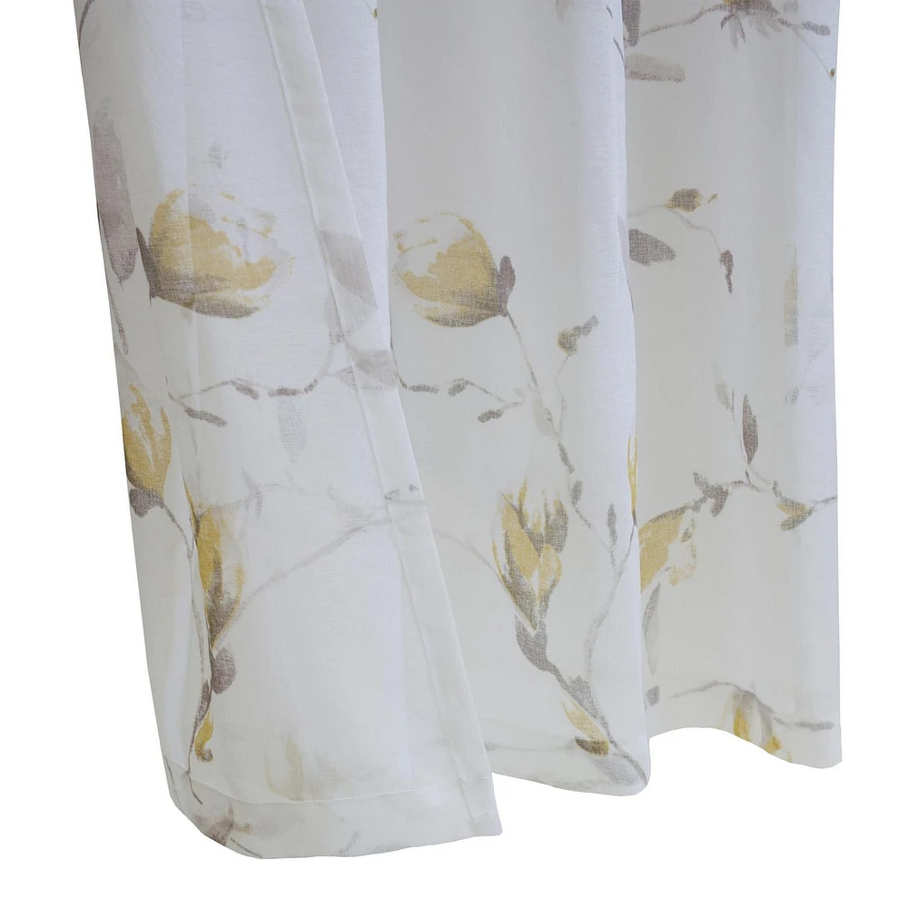 Loft Living Synergy, panneau de rideau à oeillets faux lin diaphane imprimé floral 52" x 63", corail