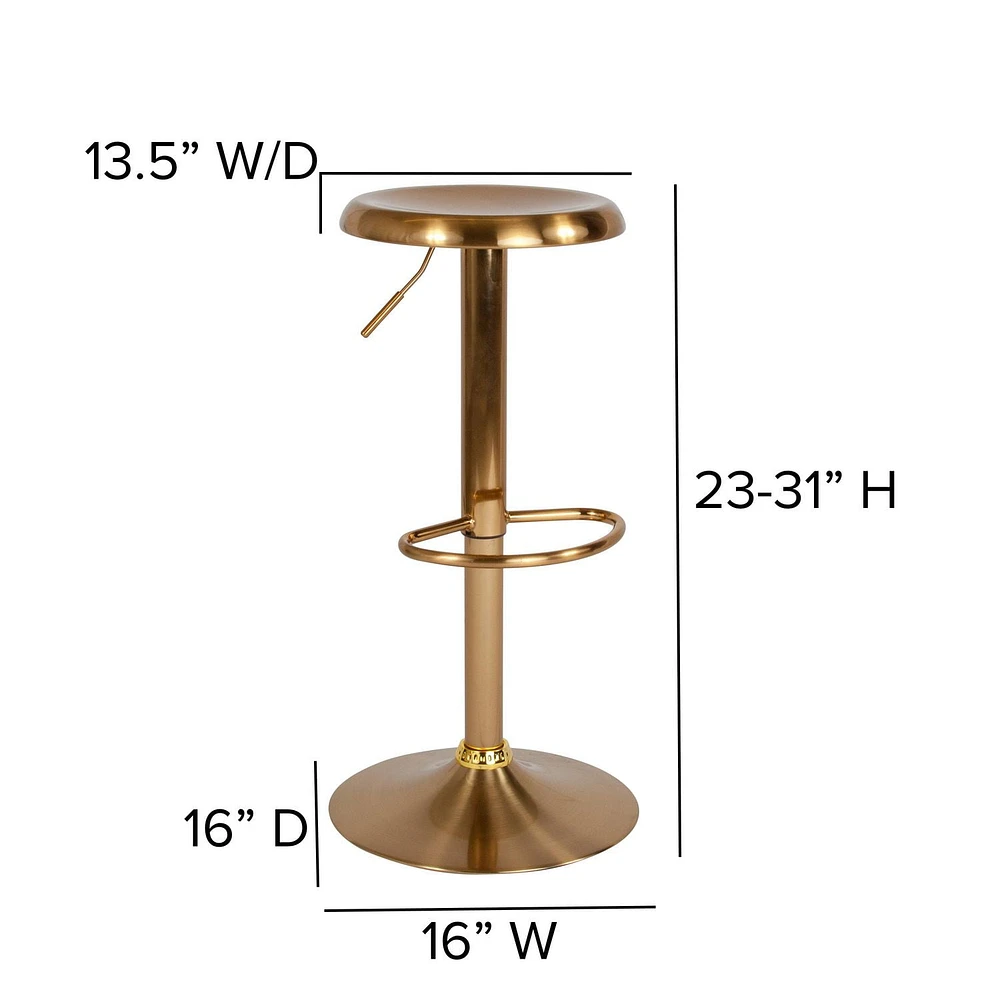 Tabouret de bar à hauteur réglable de la série Madrid au fini doré