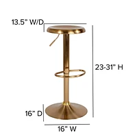 Tabouret de bar à hauteur réglable de la série Madrid au fini doré