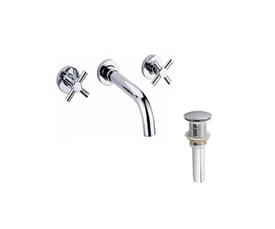 DROP Bath and Kitchen DR091445 Bathroom Sink Faucet Set with Round Shape in Chrome Color from Wheel series - includes Drain without overflow