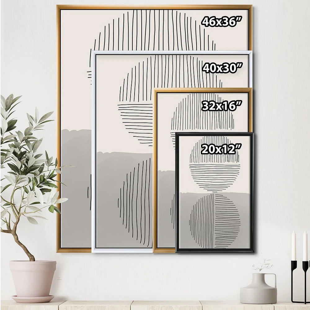Designart Lignes géométriques minimales et cercle VI ART MURAL À CADRE FLOTTÉ