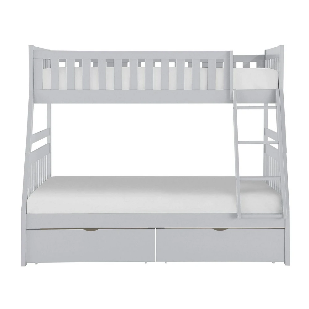Topline Home Furnishings Lit superposé simple sur lit double gris avec rangement pour jouets