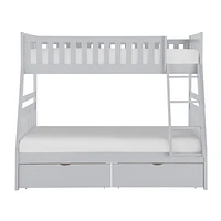 Topline Home Furnishings Lit superposé simple sur lit double gris avec rangement pour jouets