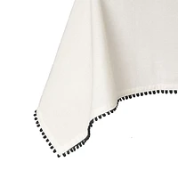 Thyme & Table Rectangle Tablecloth 84", Pom White, Textiles