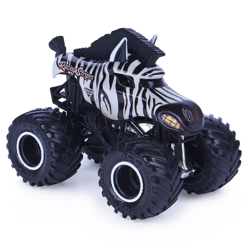 Monster Jam, Monster truck Racing Stripes officiel, véhicule en métal moulé, série Crazy Creatures Trucks, échelle 1:64