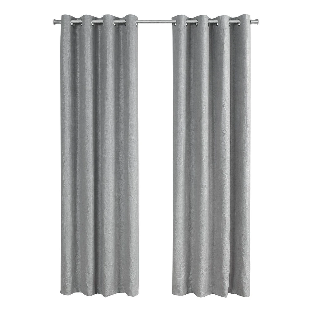Monarch Specialties Curtain Panel, 2pcs Set, 54"w X 95"l, Room Darkening, Grommet, Living Room, Bedroom, Kitchen, Micro Suede, Polyester, Grey, Contemporary, Modern
