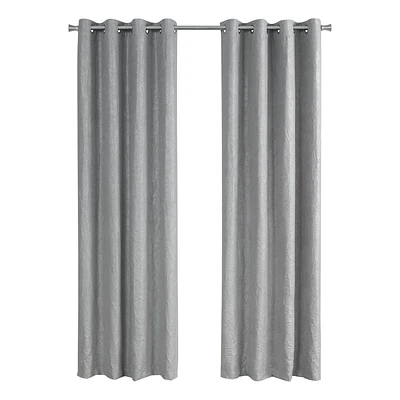 Monarch Specialties Curtain Panel, 2pcs Set, 54"w X 95"l, Room Darkening, Grommet, Living Room, Bedroom, Kitchen, Micro Suede, Polyester, Grey, Contemporary, Modern