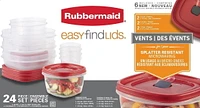 Rubbermaid Easy Find Lids Food Storage Containers, Racer Red, Set of 24