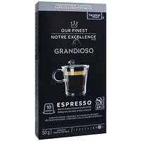 Our Finest Grandioso Dark Roast Pods for Nespresso, 50 g