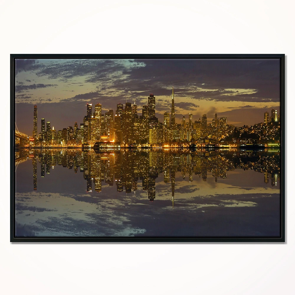 Design Art San Francisco Au Coucher Du Soleil Panorama  Sur Toile Encadrée