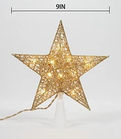 Étoile pour cime d’arbre de Noël Holiday Time à lumières incandescentes transparentes de 9 pouces, dorée