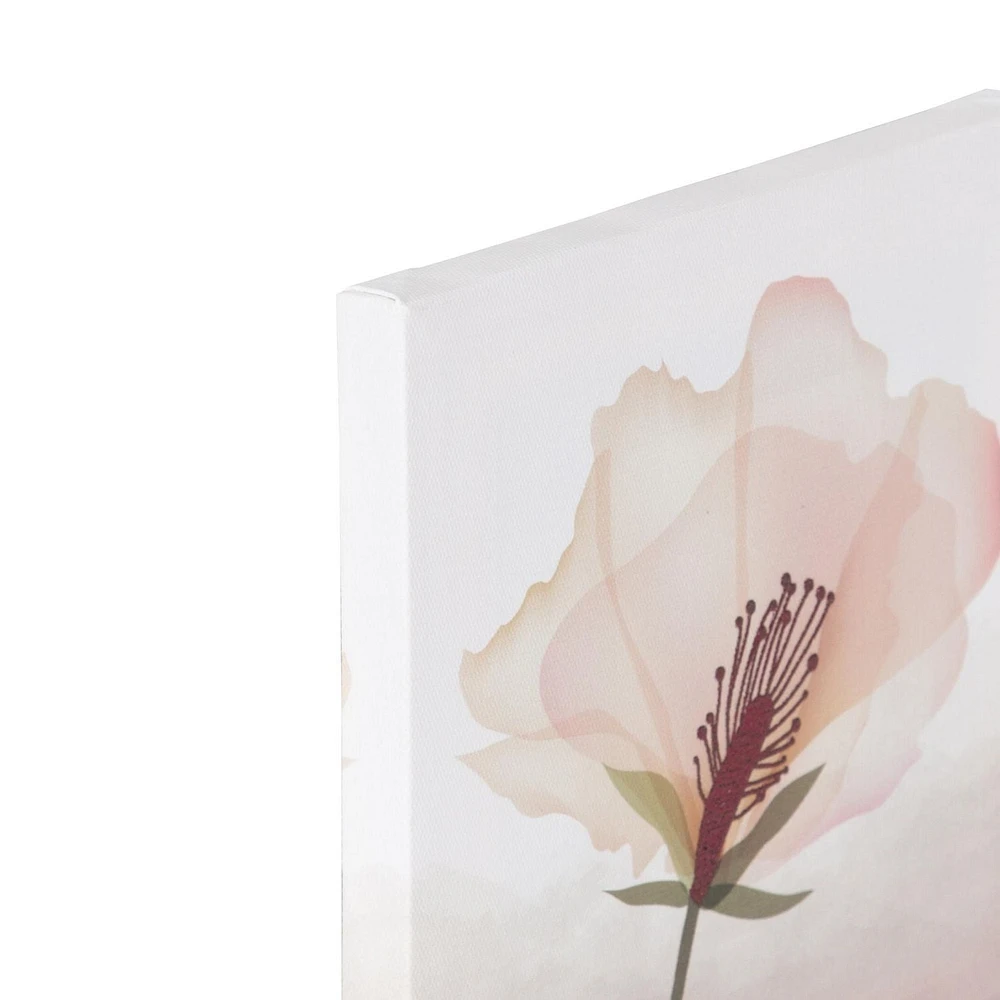 Blush Flower Embellished Canvas, 6in W x 6in H